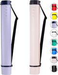 2-Pack Extendable Poster Tubes Expand from 24.5” to 40” with Shoulder Strap | Carry Documents, Blueprints, Drawings and Art | Creamy White and Violet Portable Round Storage Cases with Lids and Labels