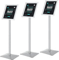 Sign Stand for Display, 11lbs Integrated Rod Heavy Duty Pedestal Floor Signage Stand Holder, for Outdoor or Indoor Advertising (8.5 x 11, Silver, 3Pack)