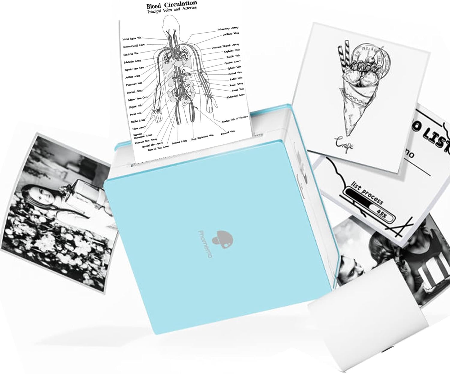 Phomemo Mini Sticker Printer- Mini Printer Sticker Maker Machine M02, Print Pods Suitable for Student Name Label, Study Notes, Creative DIY, Diaries, Portable Thermal Printer for School/Home/Office