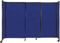 Versare Straightwall Sliding Portable Wall Partition | Freestanding Office Dividers | Locking Wheels | Temporary Room Separator | 7'2'' Wide x 5' Tall Royal Blue Fabric Panels