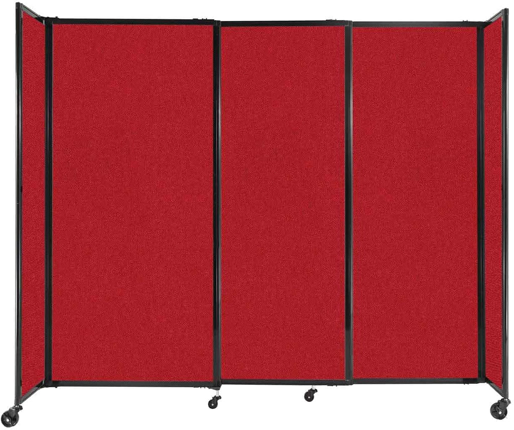 Versare Straightwall Sliding Portable Wall Partition | Freestanding Office Dividers | Locking Wheels | Temporary Room Separator | 7'2'' Wide x 6' Tall Red Fabric Panels