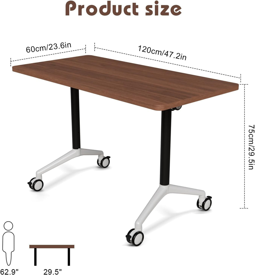 Conference Room Table with Flip-Top Design for Dynamic Meetings, Business Table Computer Desk with Heavy-Duty Frame,Foldable Seminar Meeting Tables for Home Office (2, A, 47.2IN)