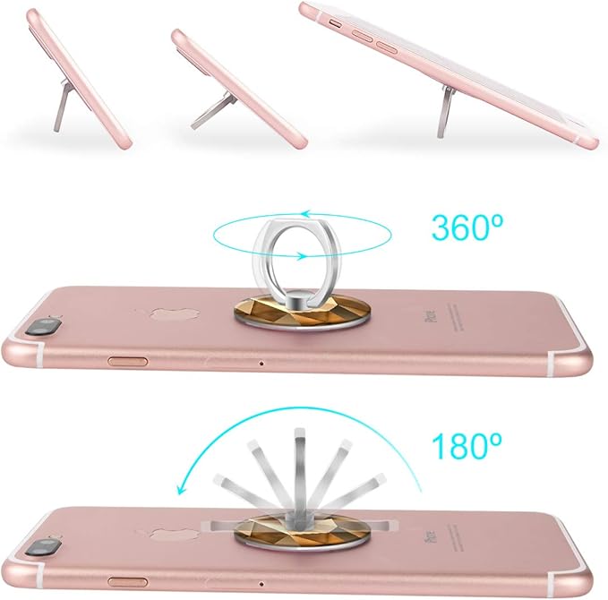 Bonoma Finger Ring Stand, 3 Pack Bling 360 Degree Rotation Phone Ring Stand Grip Holder Compatible with Smartphones and Tablets