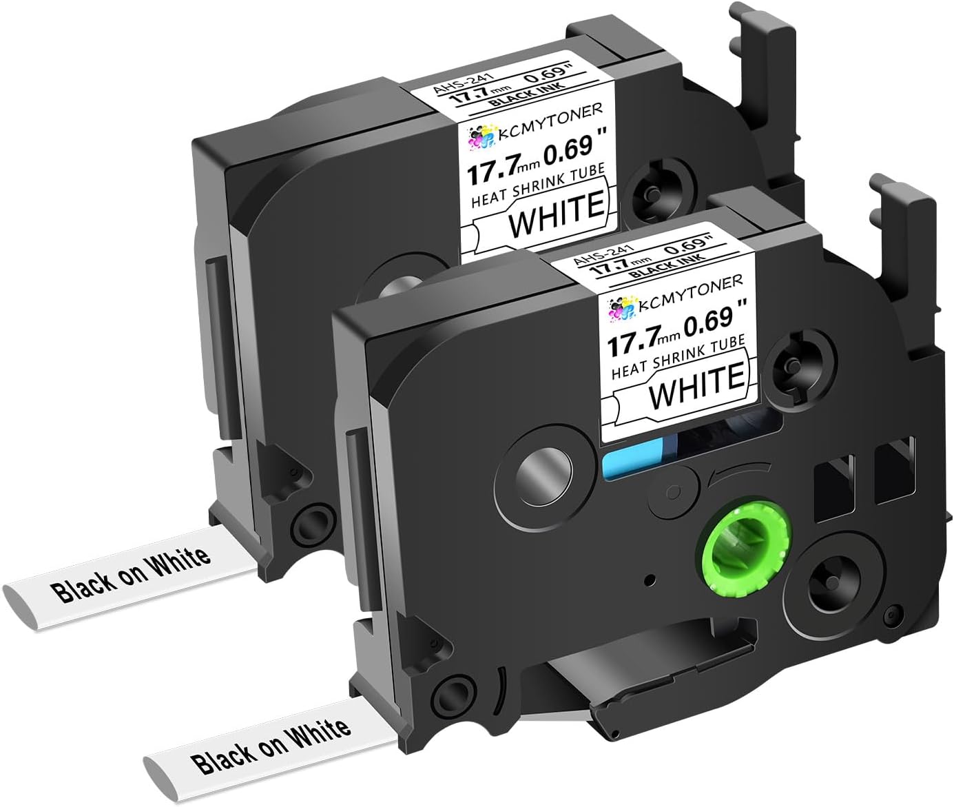 HSE241 HSE-241 HS-241 Heat Shrink Tubes Label Tape 3/4" (17.7mm) x 4.92 ft Compatible for PTD400 D600 PTH300 PTE300 PTE500 PT-E550W E800W PTP700 PTP750WVP, Black on White, 2 Pack