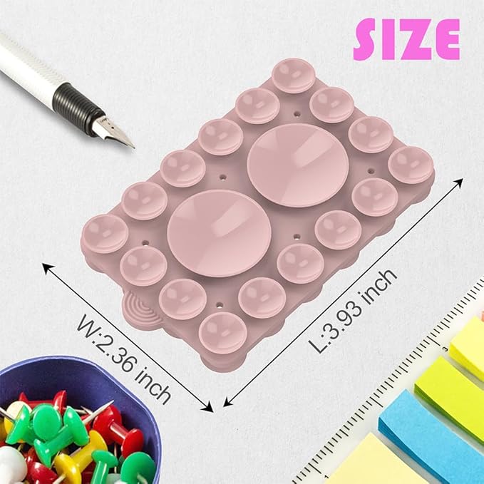 Silicone Suction Phone Holder Mount,Silicon Adhesive Phone Accessory for iPhone and Android, Hands-Free Mirror Shower Phone Holder,TikTok Videos and Selfies (Light Pink 2Pack, Double Sided)