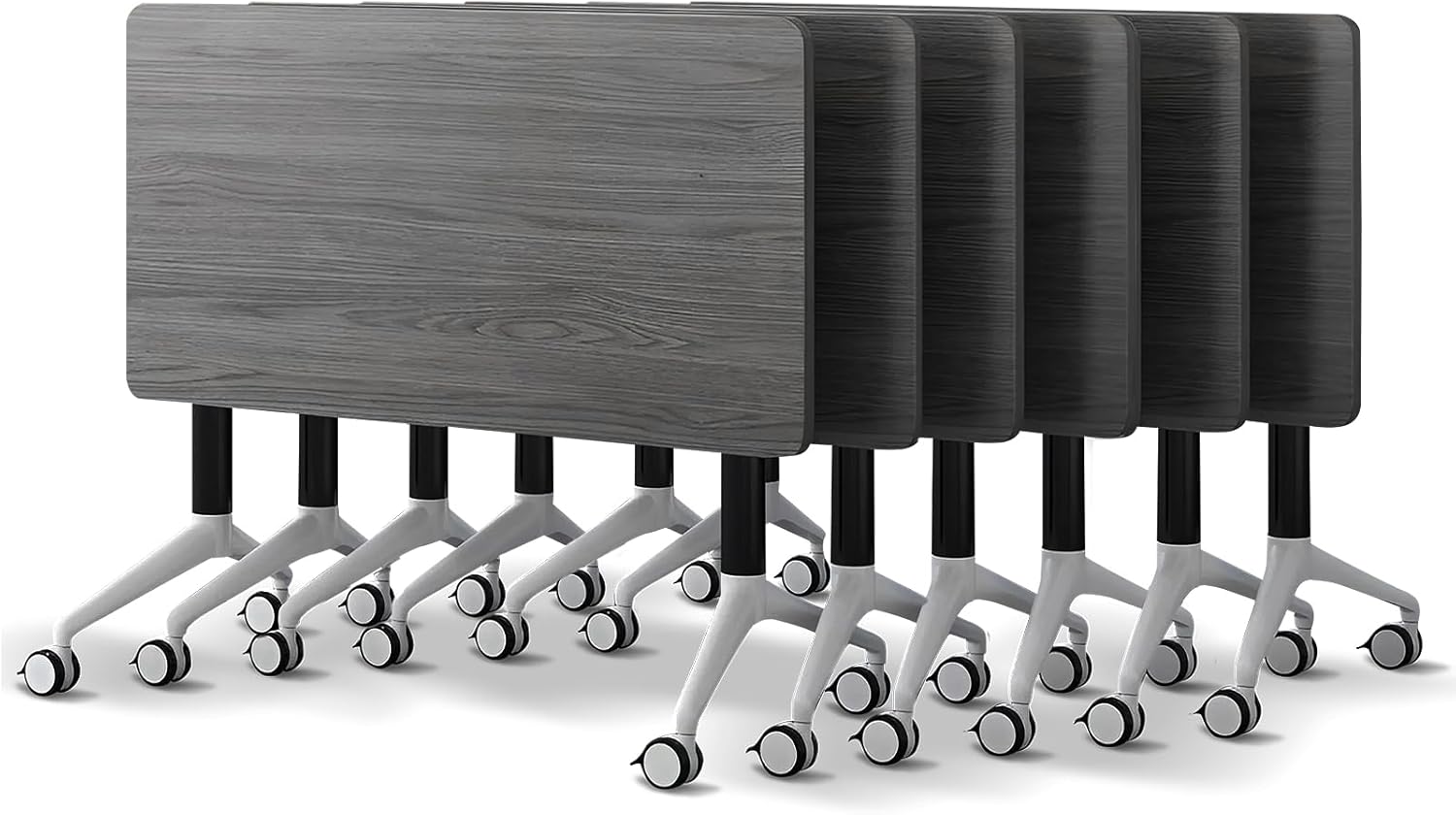 Conference Room Table with Flip-Top Design for Dynamic Meetings, Business Table Computer Desk with Heavy-Duty Frame,Foldable Seminar Meeting Tables for Home Office (6, B, 55.1IN)