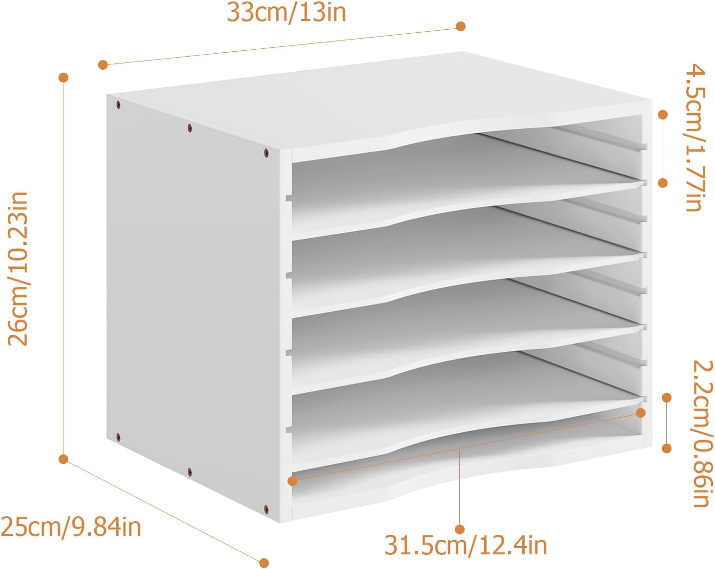 Bamjoy Bamboo 5 Tier Desktop Organizer, Paper Organizer Mail Sorter, File Holder Letter Document Storage with Adjustable Shelves for School Home Office, White