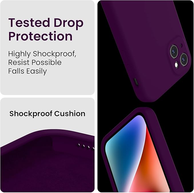 FireNova Designed for iPhone 13 Case, Silicone Upgraded [Camera Protection] Phone Case with [2 Screen Protectors], Soft Anti-Scratch Microfiber Lining Inside, 6.1 inch, Wine Red