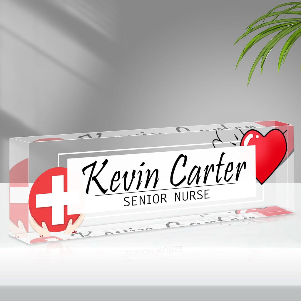 Name Plate for Desk Personalized, Acrylic Desk Decorations, Employee Appreciation Gifts, Custom Office Gifts for Coworkers, Boss, Teacher, Nurse (Nurse)
