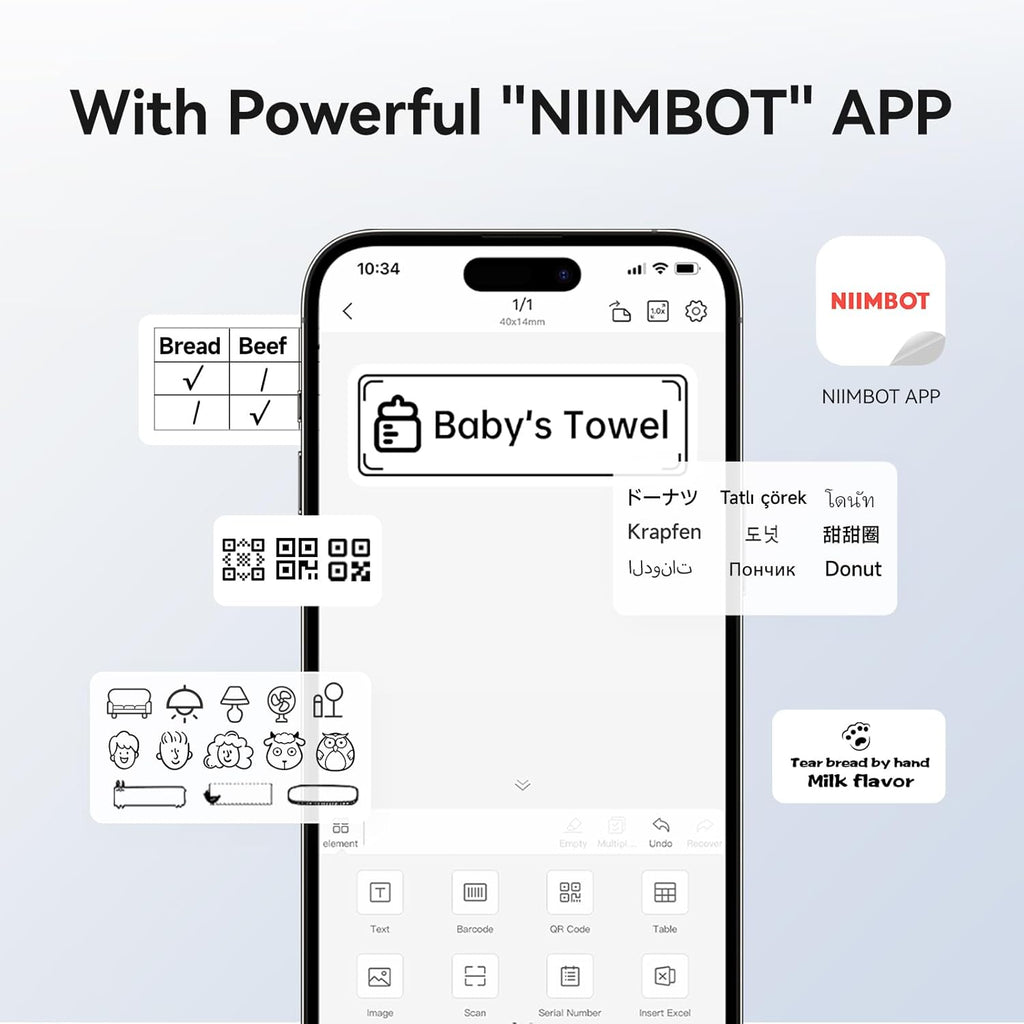 NIIMBOT B1 Label Maker with Tapes,2 Inch Portable Thermal Label Printer for Home Office School Small Business, Address, Clothing, Crafts, Retail,Support Smartphones & PC,Sky Blue