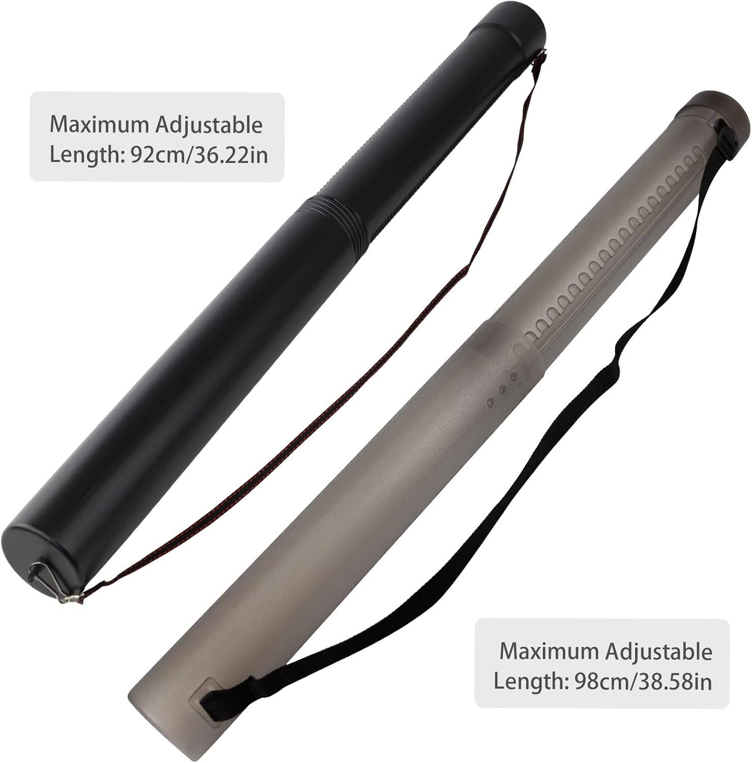 DEWEL 2 PCS Document Tubes, Plastic Poster/Art Storage Tube, Adjustable, Waterproof and Telescoping Carrying Case with Strap for Drawing, Drafting, Map Scroll and Blueprint