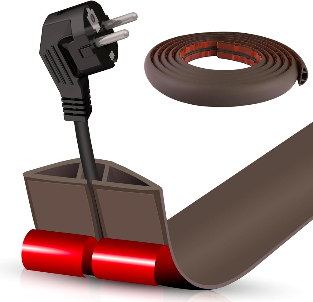 Floor Cord Cover Cable Cavity Self Adhesive Cord Hider Floor 10FT Floor Cable Management Power Cord Protector Floor Electric Cord Covers for Offices, Gym, Exhibitions (CoffeeBrown, 1.18" x 10')