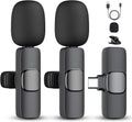 2 Pack Professional Wireless Lavalier Microphone for iPhone 15(Above) and Android USB-C Device, Lapel Mics Plug-Play Clip on Lapel Mic for YouTube, Recording, Vlog, Facebook Live