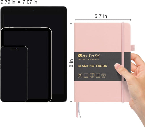 &And Per Se Blank Journal Notebook, 160 Pages, 5.7 x 8 inches College Ruled Thick Paper Notebook Journals for Writing, Hardcover Notebook(1 Pack, pink)