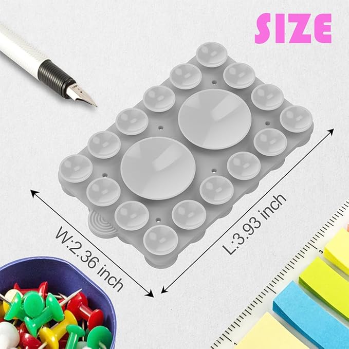 Silicone Suction Mount, Silicon Adhesive Phone Accessory for iPhone and Android, Hands-Free Mirror Shower Phone Holder, TikTok Videos and Selfies (Light Gray 2Pack, Double Sided)