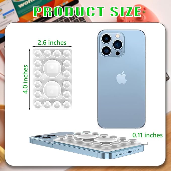 Silicone Suction Phone Holder Mount,Silicon Adhesive Phone Accessory for iPhone and Android, Hands-Free Mirror Shower Phone Holder,TikTok Videos and Selfies (White, Single Sided)