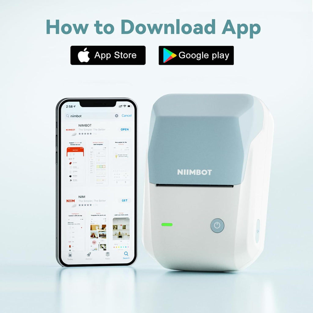 NIIMBOT B1 Label Maker Machine with Tape, Thermal Label Printer Easy to Use for Office, Home, Business, 2 Inch Label Maker with 2'' x1.18'' Labels