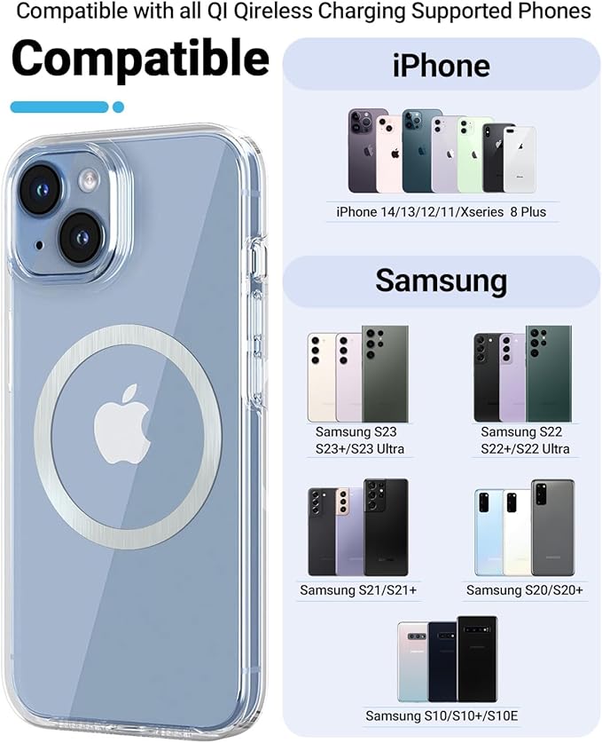 for Magsafe Sticker Magnet - 10 PCS, Ultra-Thin(0.4mm), Compatible with iPhone 15 Pro Max,15 Pro,15/14/13/12 Series,mag Safe Charger, for Apple Wallet Magsafe - Silver