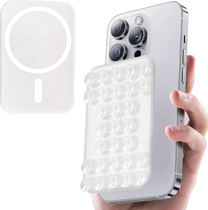 for MagSafe Suction Mount - 29 Silicone Suction Cup Phone Mount with Magnetic Phone Grip, for iPhone 12/13/14/15/16 Series, Hands-Free Sticky Grip for TikTok/Instagram, Transparent