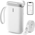 DEEPIN Label Maker Machine Portable Bluetooth Label Maker with Tape, Thermal Label Printer Multiple Templates for Phone, Mini Label Sticker Printer for Business Office Organization (White)