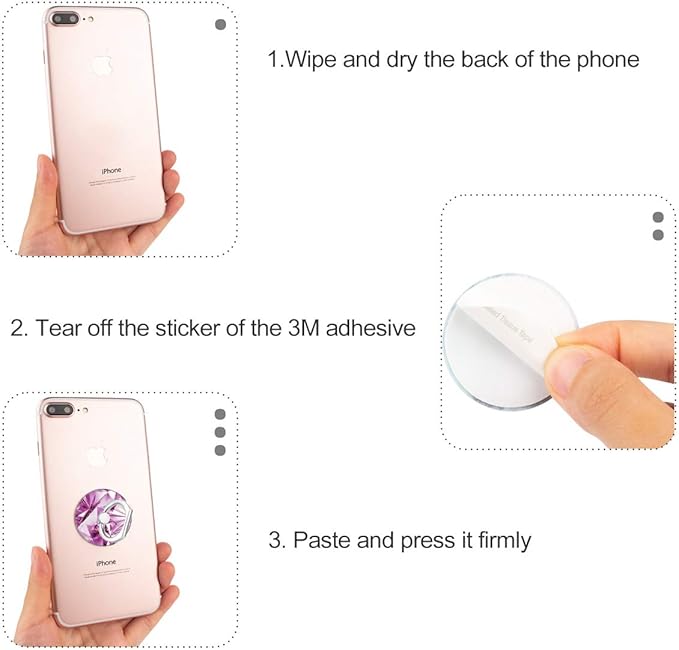 Bonoma Finger Ring Stand, 3 Pack Bling 360 Degree Rotation Phone Ring Stand Grip Holder Compatible with Smartphones and Tablets