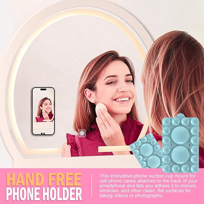 Silicone Suction Phone Holder Mount,Silicon Adhesive Phone Accessory for iPhone and Android, Hands-Free Mirror Shower Phone Holder,TikTok Videos and Selfies (Sky Blue 2Pack, Double Sided)