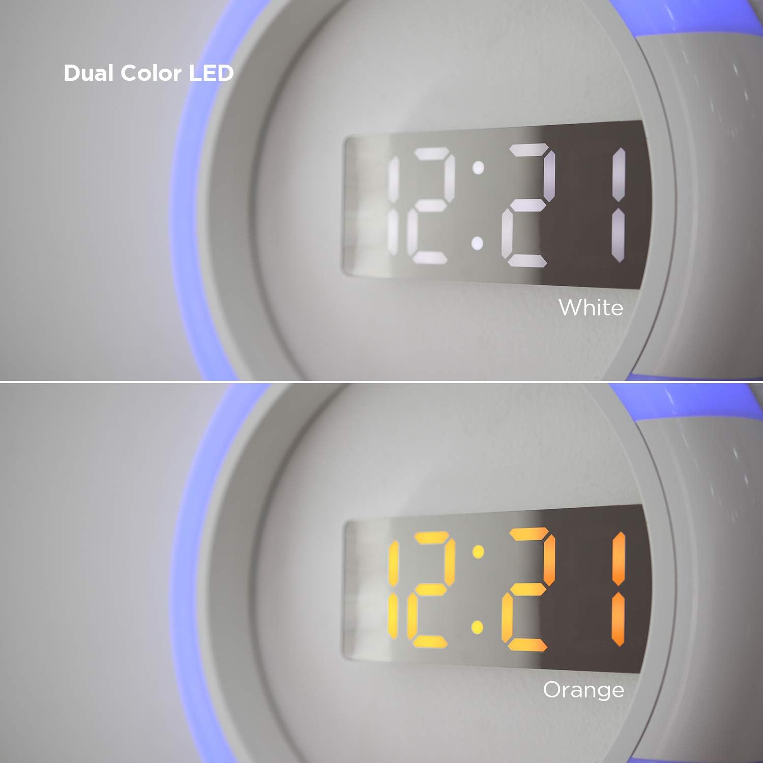 mooas Mood Light LED Silent Digital Wall Clock with Remote, Backlit Nightlight, Modern Digital LED Wall Clock Display Alarm Clock Melody 5 Brightness for Bedroom Living Room