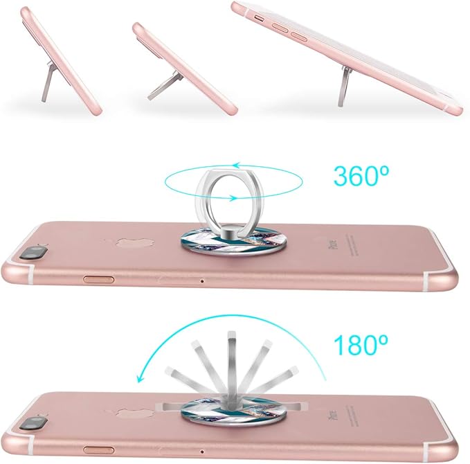 Bonoma Phone Ring Grip, 3 Pack Wave Geometric Marble 360 Degree Rotation 180 Degree Flip Finger Ring Stand Holder Compatible with Smartphones and Tablets