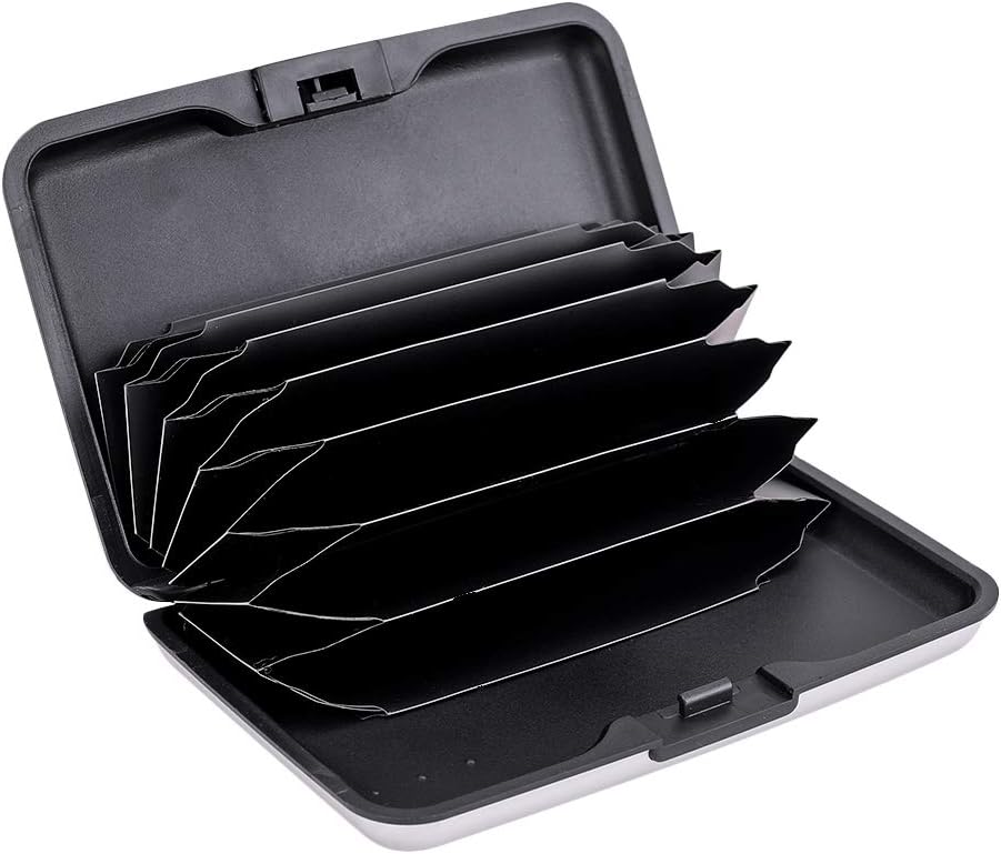 ELFISH Mini RFID Aluminum Wallet Credit Cards Holder Business Card Case Metal ID Case for Men Women (Silver)