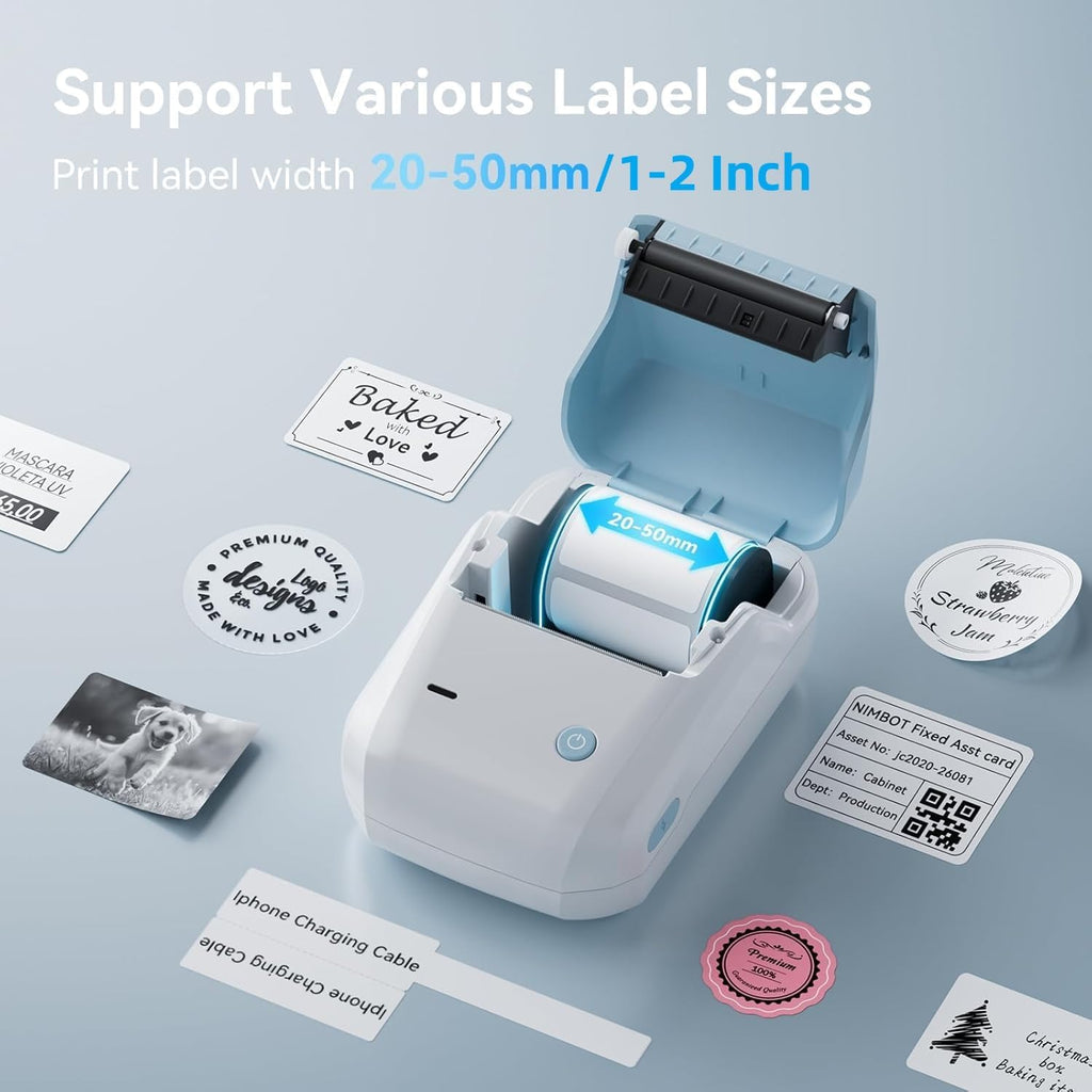 NIIMBOT B1 Label Maker with Tapes,2 Inch Portable Thermal Label Printer for Home Office School Small Business, Address, Clothing, Crafts, Retail,Support Smartphones & PC,Sky Blue