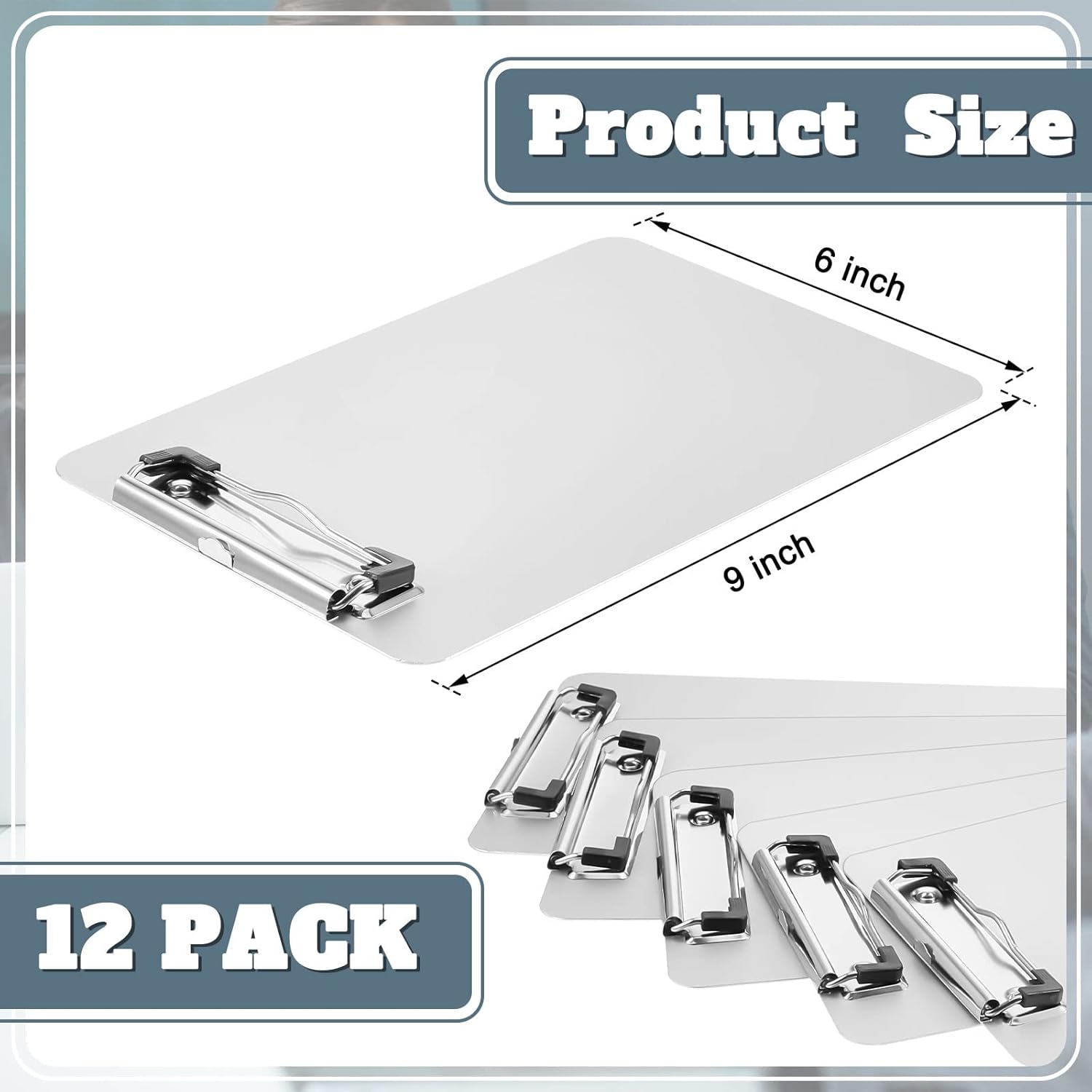 Henoyso 12 Pack A5 School Classroom Clipboard for Teacher Student Bulk Mini Aluminum Clipboard 6×9 inch Small Metal Clip Board with Low Profile Clip & Hanging Hole Memo Size for Medical Construction