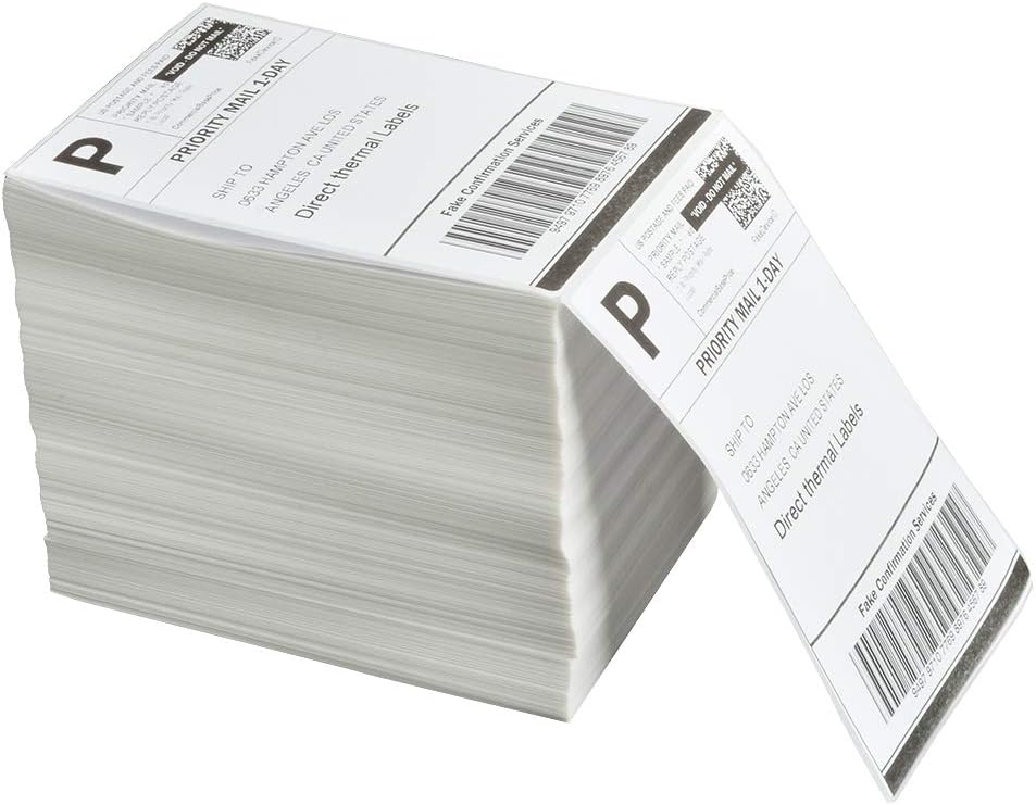 FungLam 4x6 Thermal Printer Labels - 1000 Fanfold Direct Shipping Labels, Perforated With Strong Adhesive - Compatible With Zebra, Rollo and Most Thermal Printers