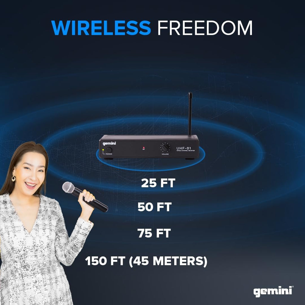 Gemini Sound UHF-01M F3 - Premium Handheld Wireless Microphone with Dynamic Range, Ideal for Stage Performances, Conferences, and Events