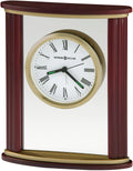 Howard Miller Victor Tabletop Clock - Wooden Desk Timepiece with Glass Crystal, Felt Bottom, Quartz Movement, Analog Alarm Clock, Battery Operated for Home, Office, Living Room, and Bedroom Decor