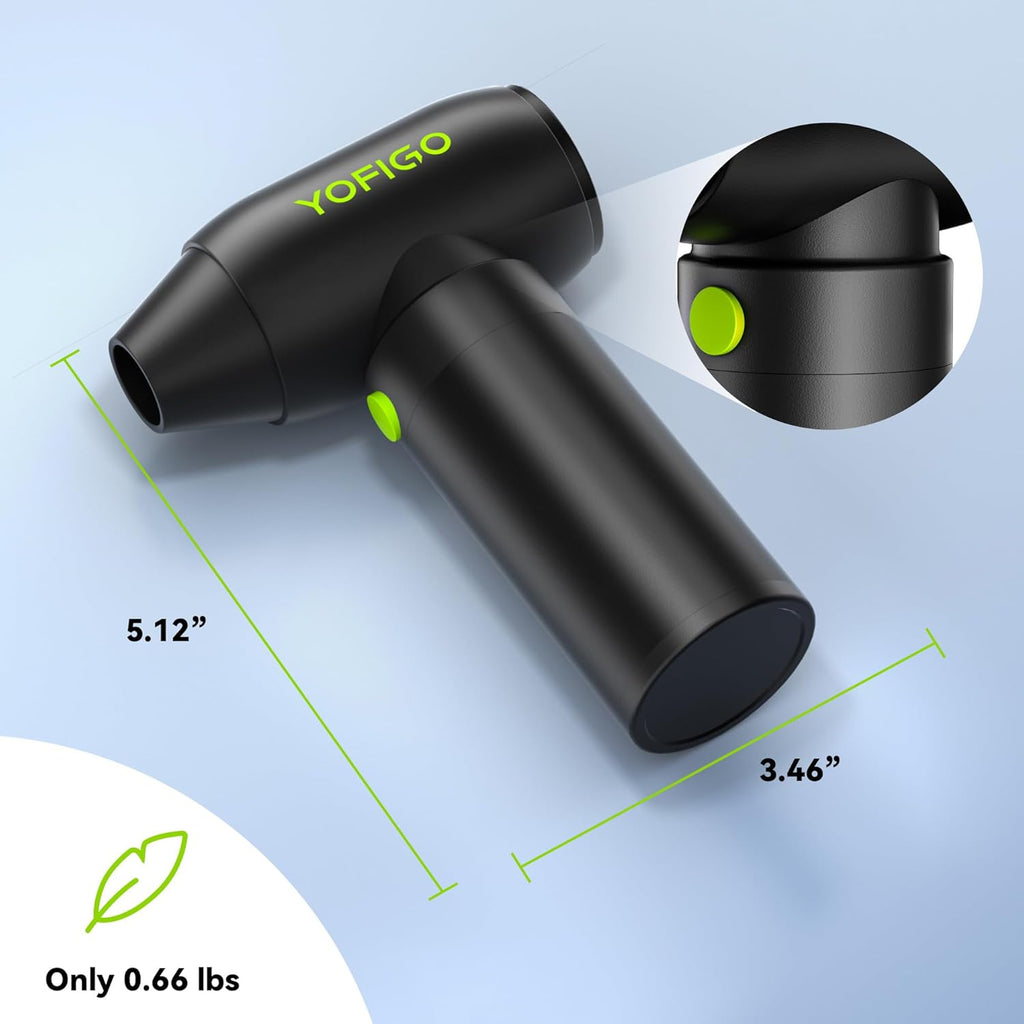 Compressed Air Duster, YOFIGO Electric Air Duster PC & Keyboard Cleaning Kit, 150000RPM Rechargeable 4-Speed Dust Mover for Car, Mini Metal Handheld Air Blower Replaces Compressed Air Can