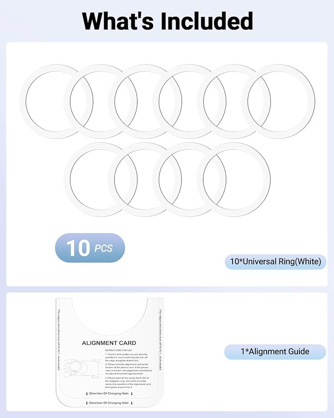 for Magsafe Ring 10PCS-Ultra Thin(0.4mm)-Universal Metal Rings Sticker Compatible with iPhone 15 Pro Max,15 Pro,15/14/13/12 Series,Samsung Galaxy,Google Pixel Series - White