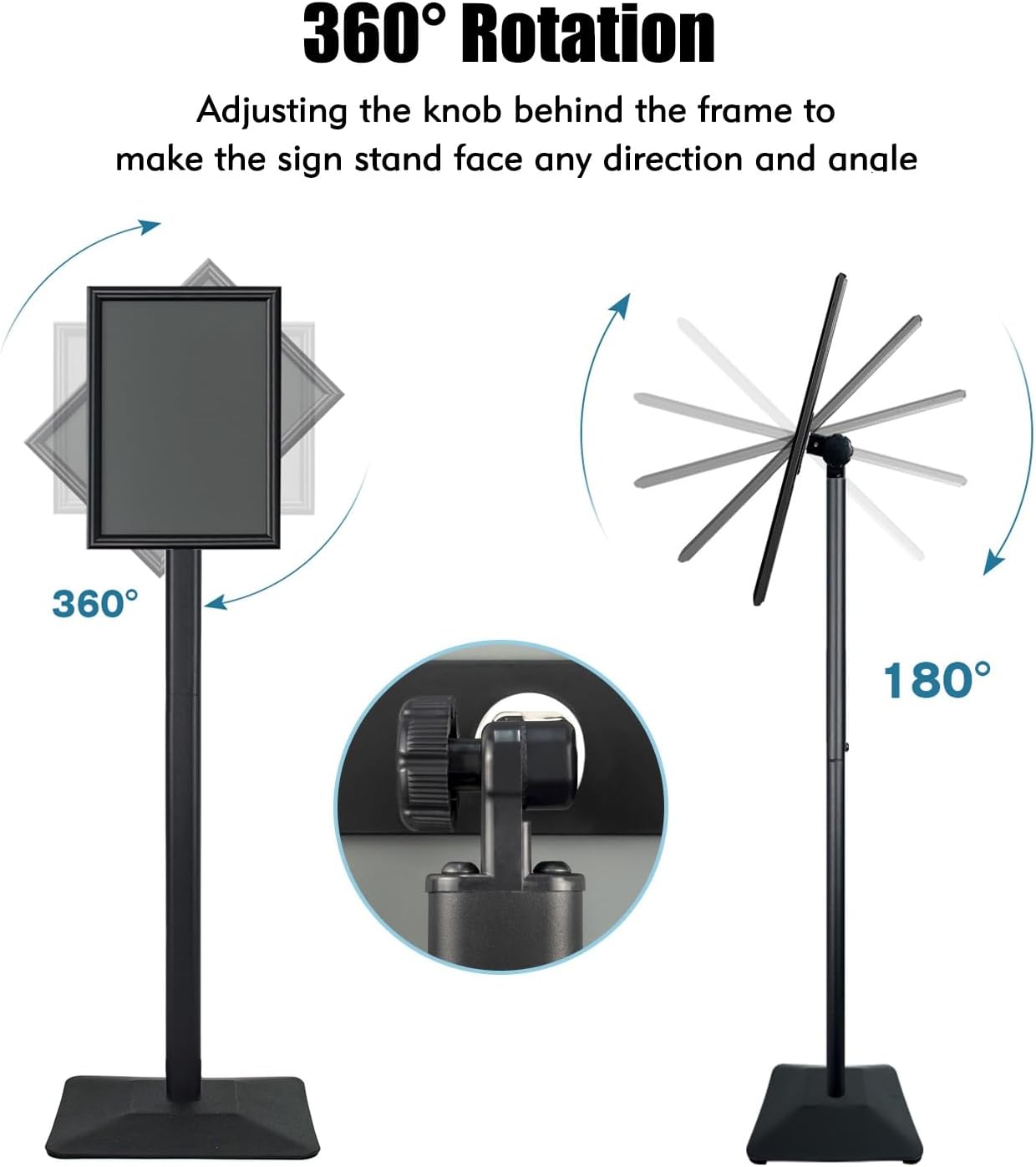 Sign Stand for Display, 11lbs Integrated Rod Heavy Duty Pedestal Floor Signage Stand Holder, for Outdoor or Indoor Advertising (11 x 17, Black)