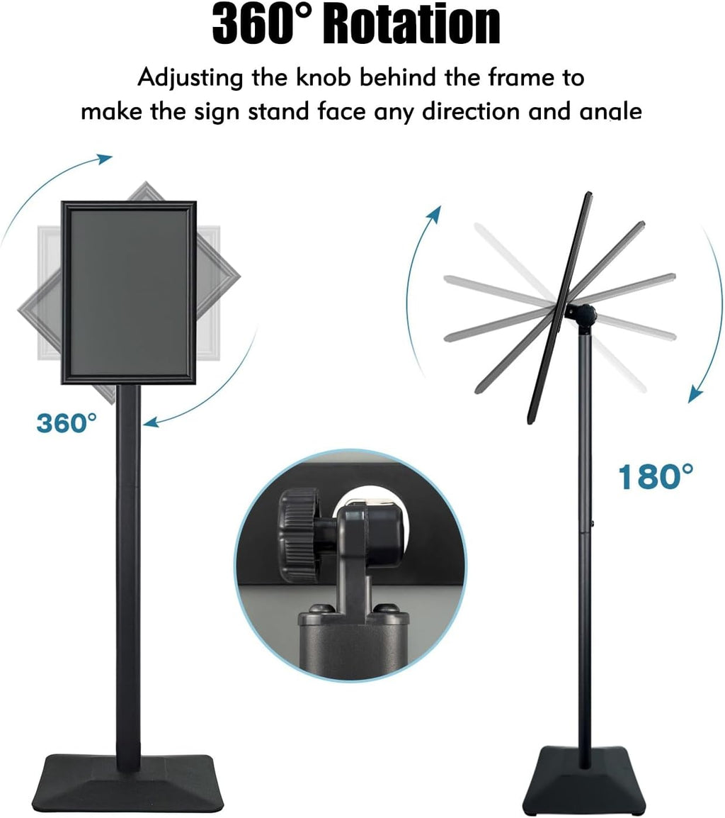 Sign Stand for Display, 11lbs Integrated Rod Heavy Duty Pedestal Floor Signage Stand Holder, for Outdoor or Indoor Advertising (11 x 17, Black, 3Pack)