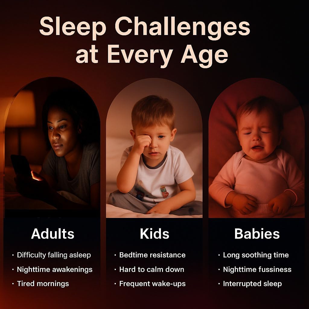 Red Light Sleep Sound Machine – Night Light for Bedroom with 5-Level Red Light Therapy (620–690nm), 32 White Noise & Nature Sounds, Smart App Control, Timer & Wake-Up Alarm Clock