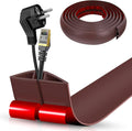 Floor Cord Cover Self Adhesive Cord Hider,10FT Cable Management, Extension Strip Protector for Wires, Prevent Cable Trips for Offices, Gyms, Exhibitions Cavity:0.47"(W) x 0.35"(H) Coffee