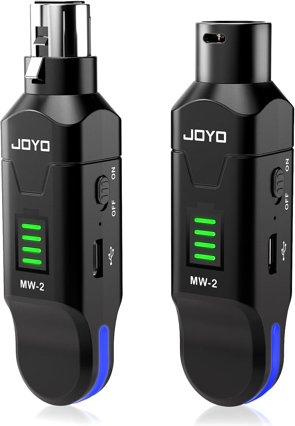JOYO 2.4GHz Wireless Microphone System 4-Channel XLR Transmitter & Receiver Dynamic/Phantom-Powered Condenser Mics Adapter for PA Systems, Live Sound, Audio Mixer, Church, Studio (MW-2)