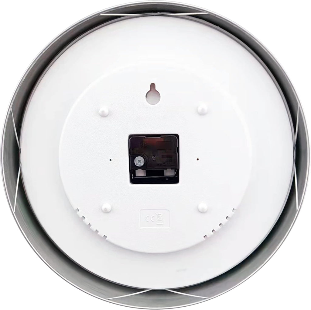 HITO 14" Silent Wall Clock Battery Operated Non Ticking Sweep Movement Glass Cover Silver Aluminum Frame, for Kitchen, Bedroom, Home Office, Living Room Decor