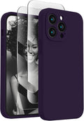 FireNova Designed for iPhone 13 Pro Max Case, Silicone [Camera Protection] Phone Case with [2 Screen Protectors], Soft Anti-Scratch Microfiber Lining Inside, 6.7 inch, Purple