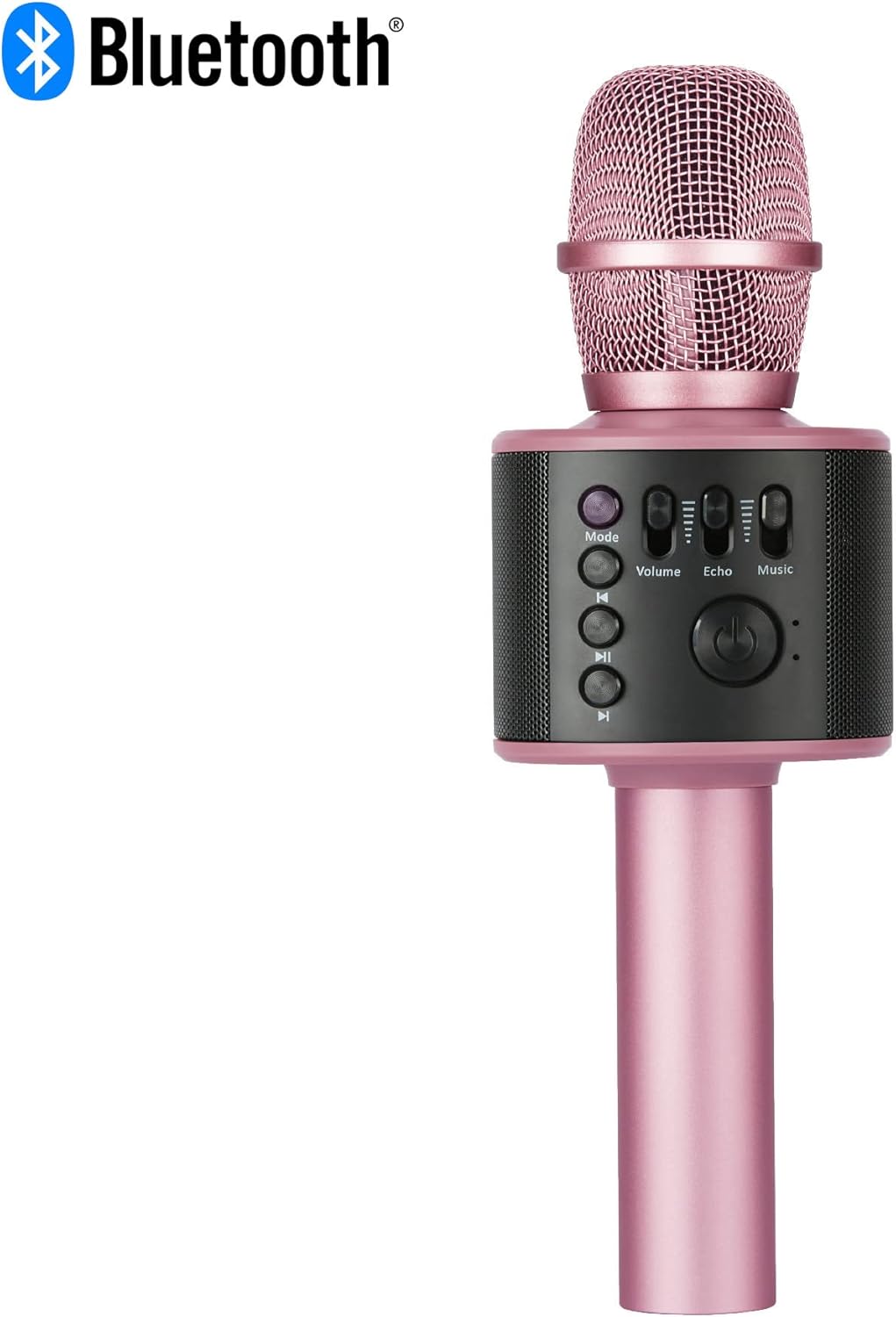 Core Innovations Wireless Bluetooth Karaoke Microphone with Built-in Speakers + HD Recording, Portable Handheld Mic | Rose Gold