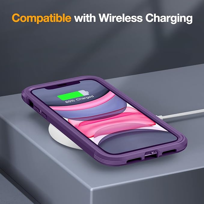 Miracase Glass Series for iPhone 11 Case 6.1 inch, Upgraded Full-Body Rugged Phone Bumper Case Cover with Built-in 9H Tempered Glass Screen Protector and Camera Protector, Purple