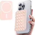for MagSafe Suction Mount - 29 Silicone Suction Cup Phone Mount with Magnetic Phone Grip, for iPhone 12/13/14/15/16 Series, Hands-Free Sticky Grip for TikTok/Instagram, Light Pink