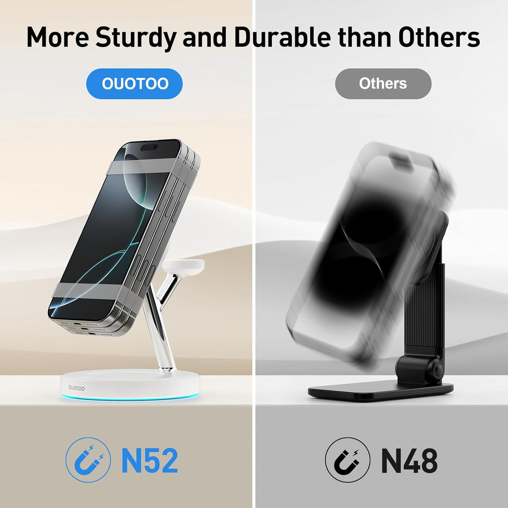 2025 3 in 1 Charging Station Compatible with Magsafe Charger Wireless Charger Stand for iPhone17 16 15 14 13 12 Series Wireless Charging Station for AirPods Wireless Charging Stand for iWatch Series