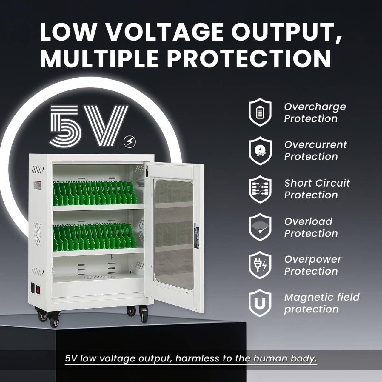 30 Device Cell Phone Charging Stations, Mobile Phone Charging Cabinet, Cellphone USB Charging Cart, Rechargeable Cellphone Locker Storage Charging Station (White, 30 Slots)