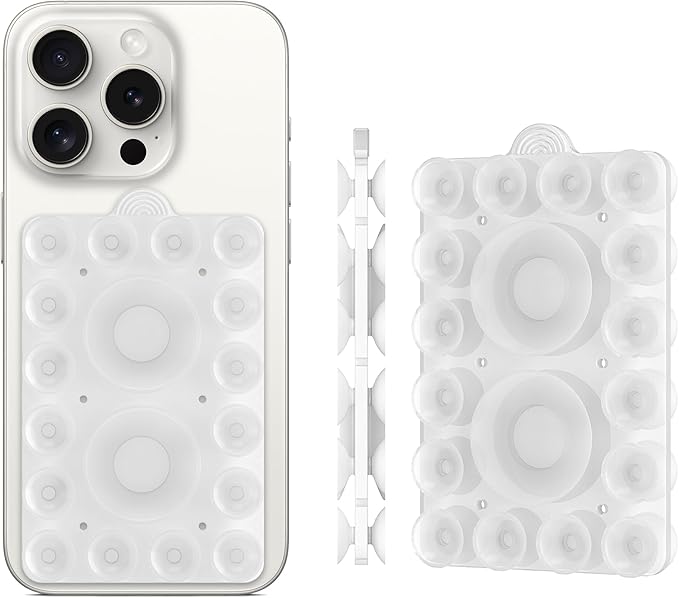 Silicone Suction Phone Holder Mount,Silicon Adhesive Phone Accessory for iPhone and Android, Hands-Free Mirror Shower Phone Holder,TikTok Videos and Selfies (Transparent 2Pack, Double Sided)