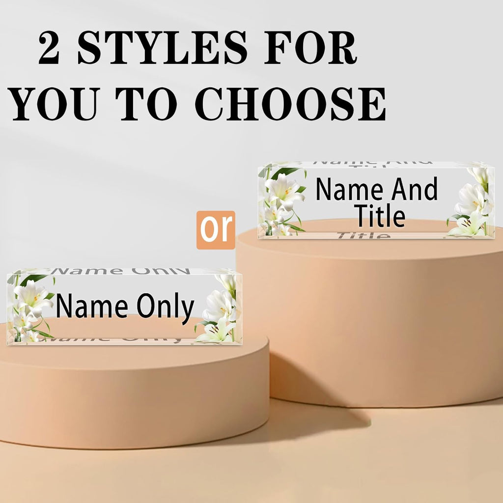 Name Plate for Desk Personalized, Acrylic Desk Decorations, Employee Appreciation Gifts, Custom Office Gifts for Coworkers, Boss, Teacher, Nurse (Lily)
